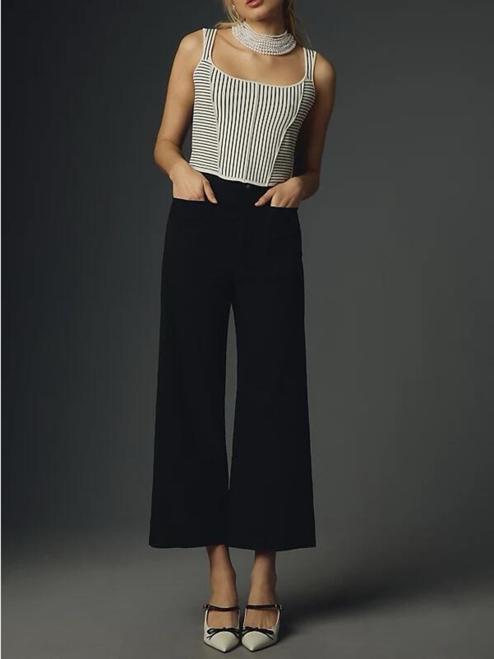 Anthropologie Maeve The Colette Crop Wide-Leg Pants Black Sz 28P - Picture 3 of 10